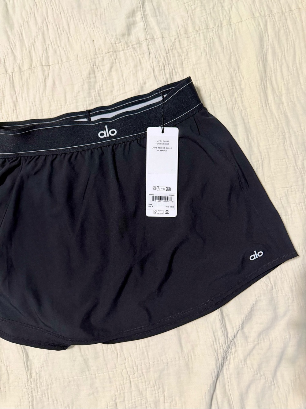 Alo Women’s Black Athletic Skort with Logo Waistband